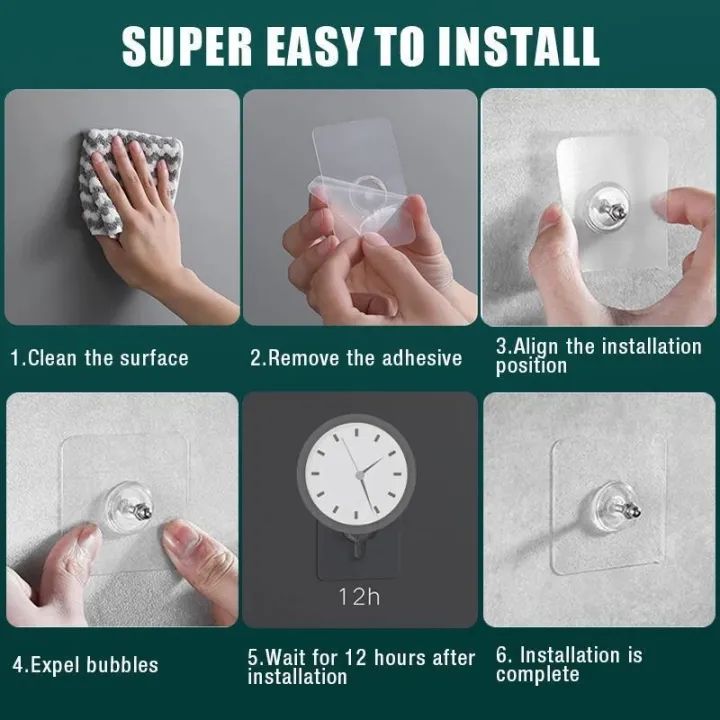 π© 10pcs Heavy-Duty Self-Adhesive Wall Hooks β No Drill, Seamless Mounting Kit