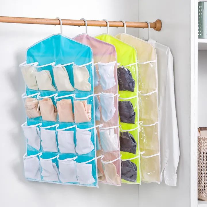 Multi-Pocket Wardrobe Organizer – Clear Hanging Bag with 16 Grids