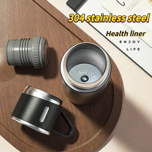 3-Cup 500ml Double-Layer Stainless Steel Vacuum Flask Set β Random Colors | Insulated & Durable