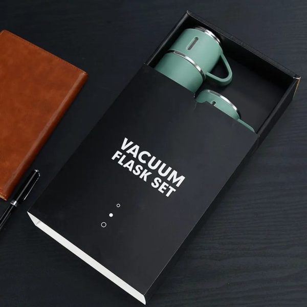 3-Cup 500ml Double-Layer Stainless Steel Vacuum Flask Set β Random Colors | Insulated & Durable