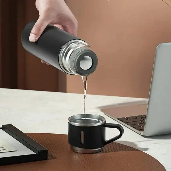 3-Cup 500ml Double-Layer Stainless Steel Vacuum Flask Set β Random Colors | Insulated & Durable