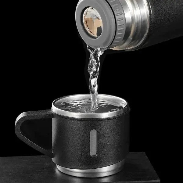 3-Cup 500ml Double-Layer Stainless Steel Vacuum Flask Set β Random Colors | Insulated & Durable