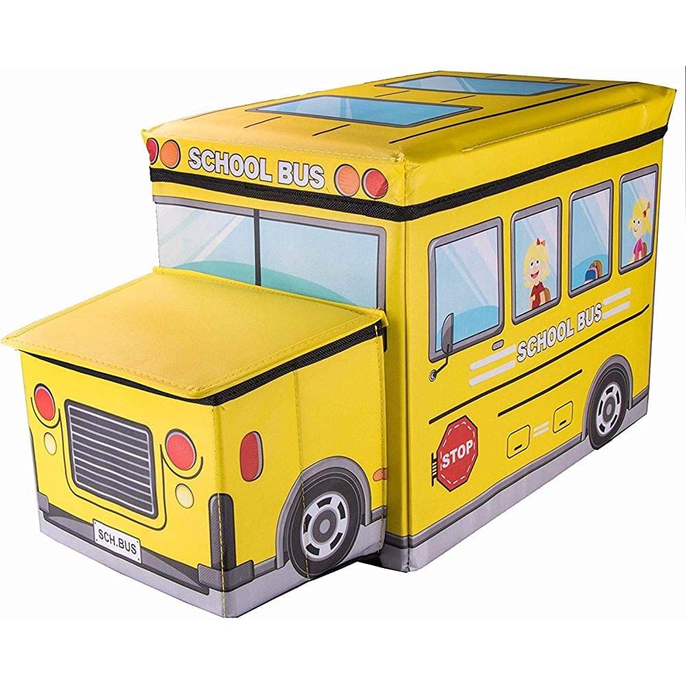β
 Bus-Shaped Kids Storage Box & Chair β Foldable Toy Organizer (Yellow)