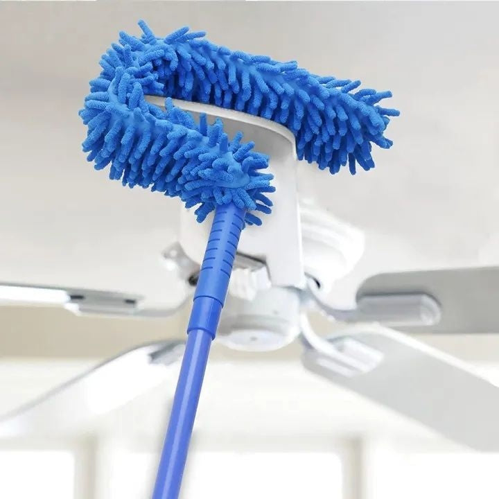 Flexible Microfiber Fan Duster with Long Handle – Ceiling & Home Cleaning Brush