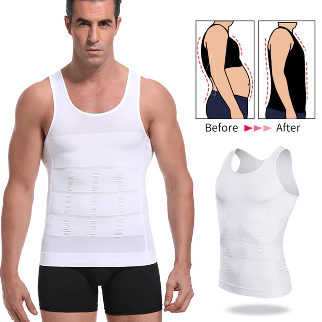 Slim N Lift Slimming Vest for Men - Body Shaper Compression Shirt, Tummy Control & Posture Support