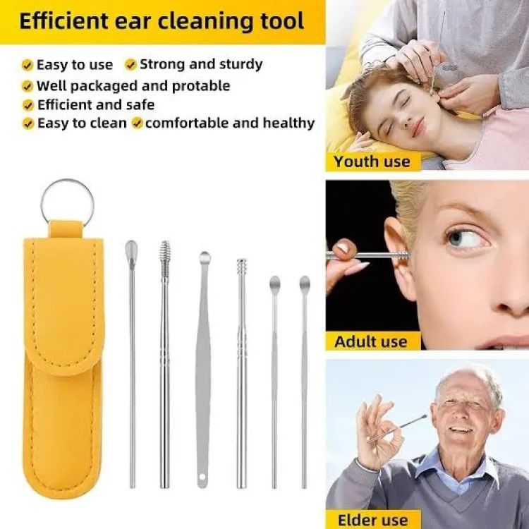 6-in-1 Ear Wax Removal Kit β Stainless Steel Ear Pick Tools for Adults & Kids