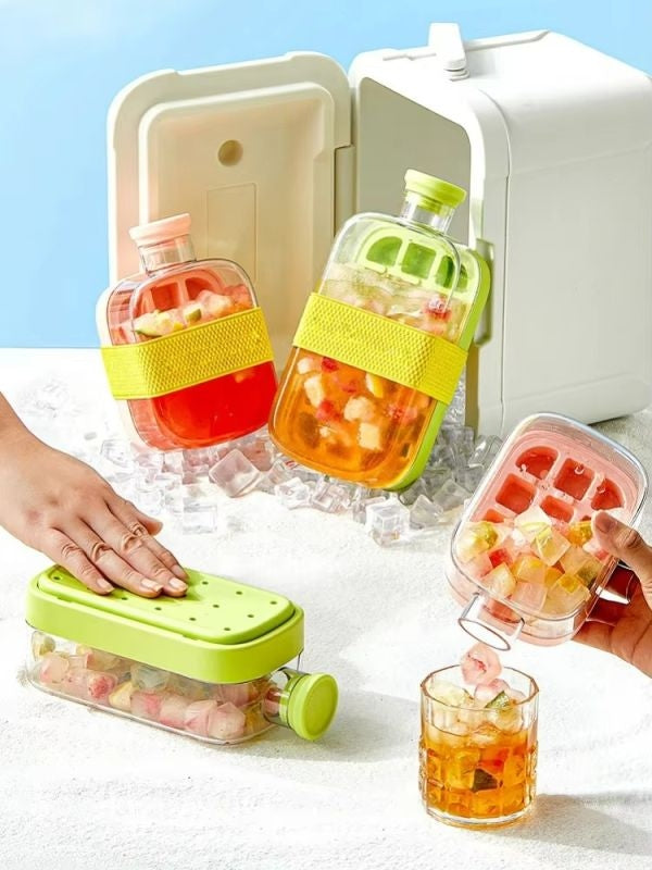 Crush Cup Ice Cube Water Bottle 500ml Reusable Hydration with Built-In Ice Press