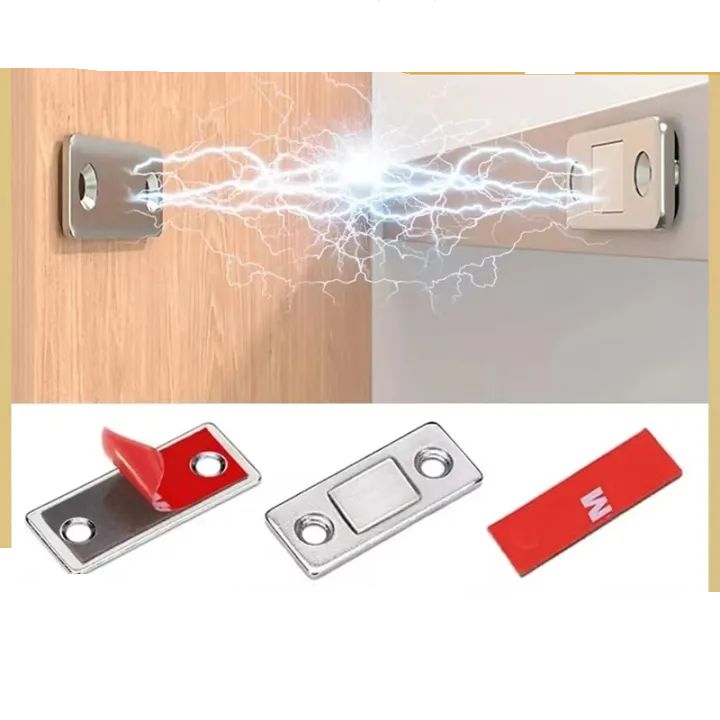 Ultra-Thin Magnetic Cabinet Catches - Stainless Steel Door Latches (4 Pack)
