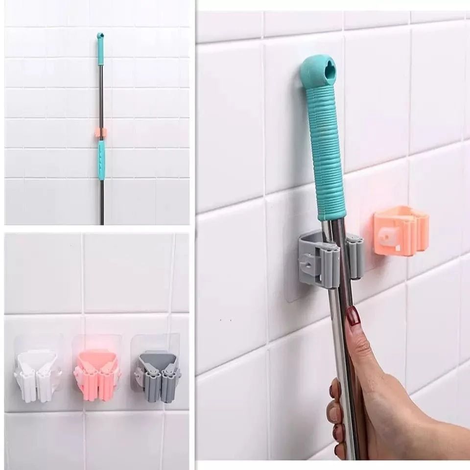 Self-Adhesive Mop and Broom Holder β Damage-Free Wall Mount Storage Rack
