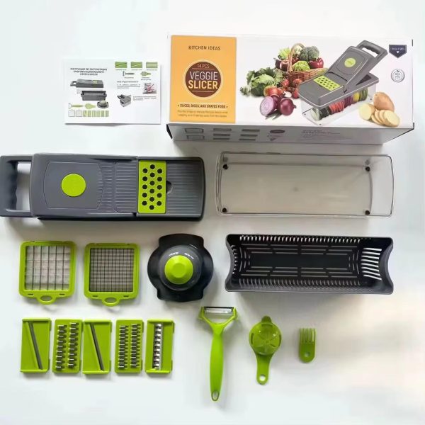Multifunctional Vegetable Slicer & Chopper β 7-in-1 Cutter, Grater & Shredder with Basket