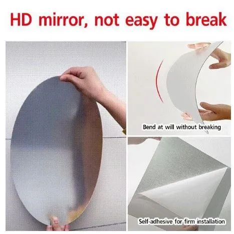 Custom Size Oval Wall Mirror Sticker β Modern Self Acrylic Home Decoration"