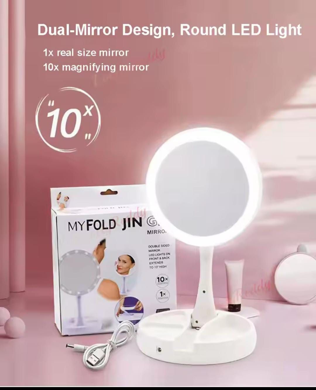 10X LED Makeup Mirror - Portable Lighted Magnifying Mirror