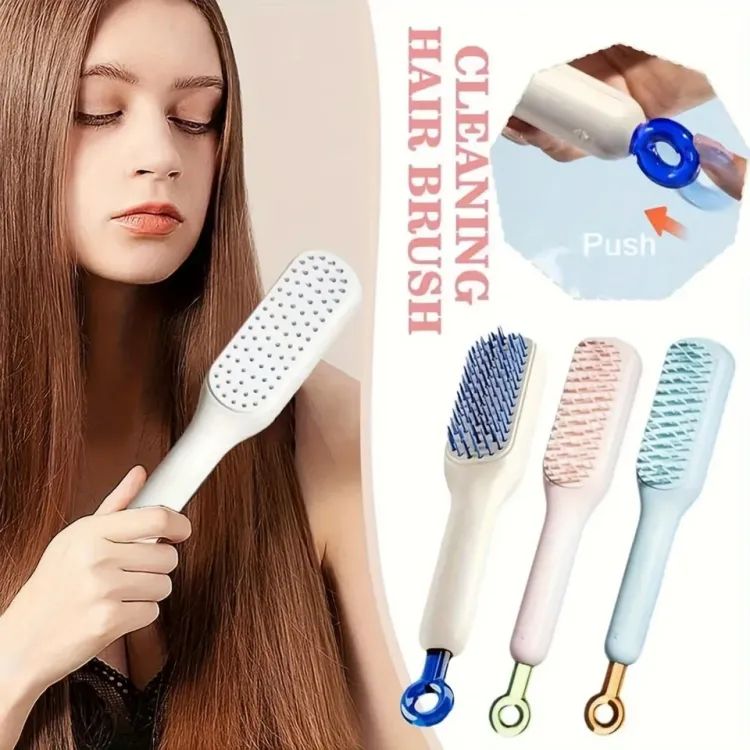 "Self-Cleaning Anti-Static Hair Brush – Retractable Massage Comb for Women | Effortless Hair Removal & Tangle-Free Styling"