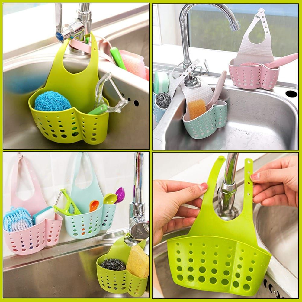 Corner Sink Basket – Dishcloth, Sponge & Soap Holder for Kitchen/Bathroom