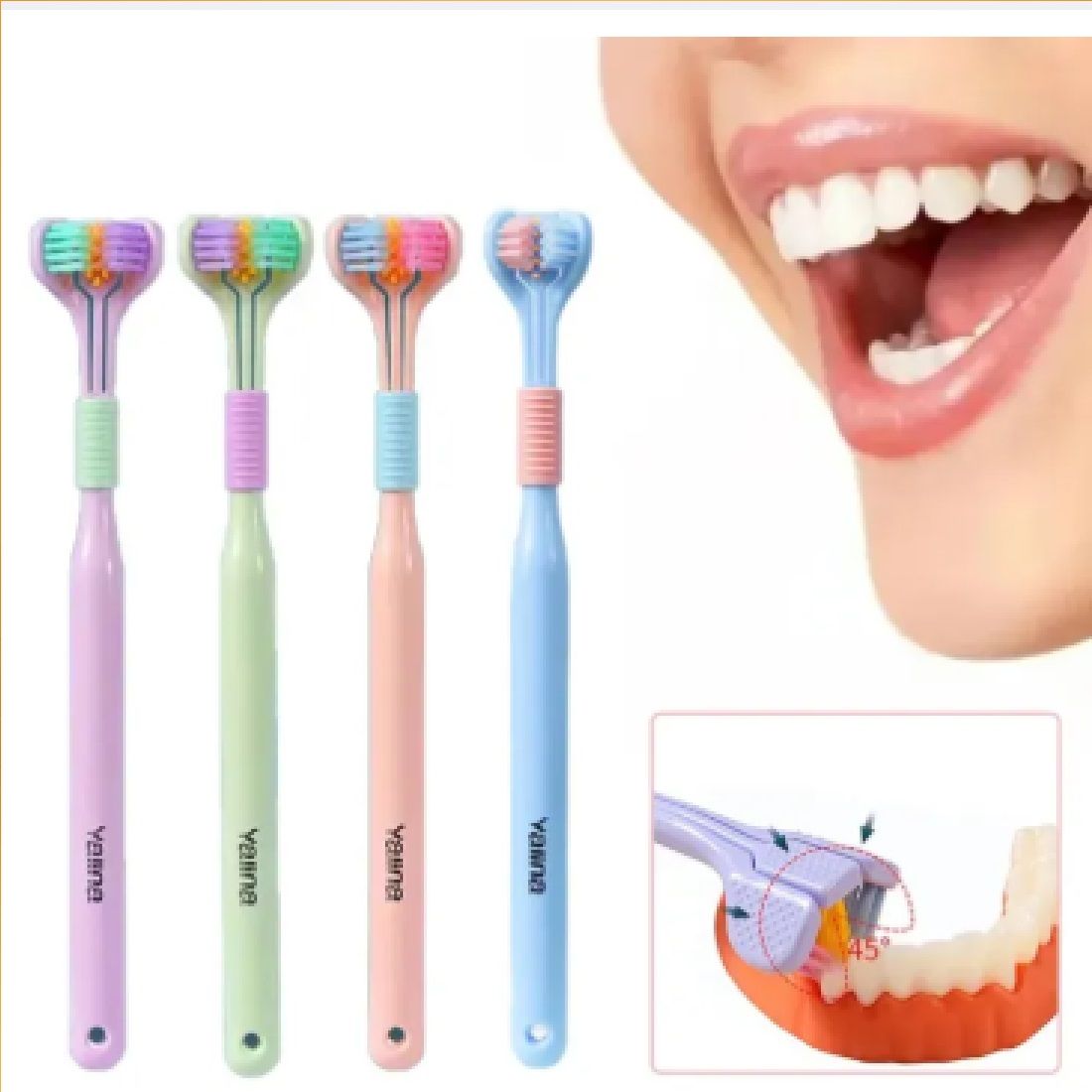 Three-Sided Toothbrush – 360° Gentle Clean, Soft Bristles