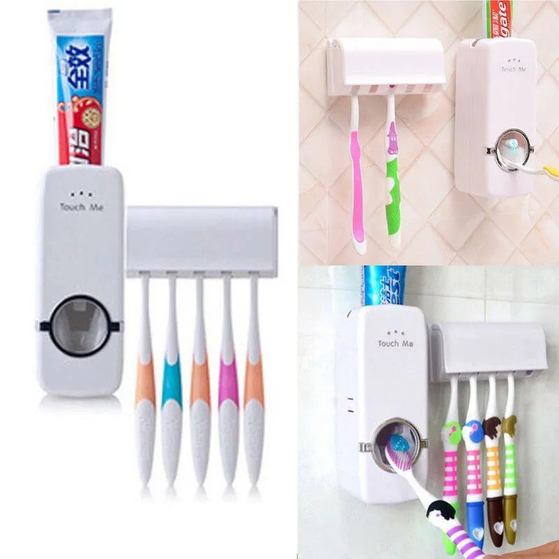 Automatic Toothpaste Dispenser with 5 Brush Holder