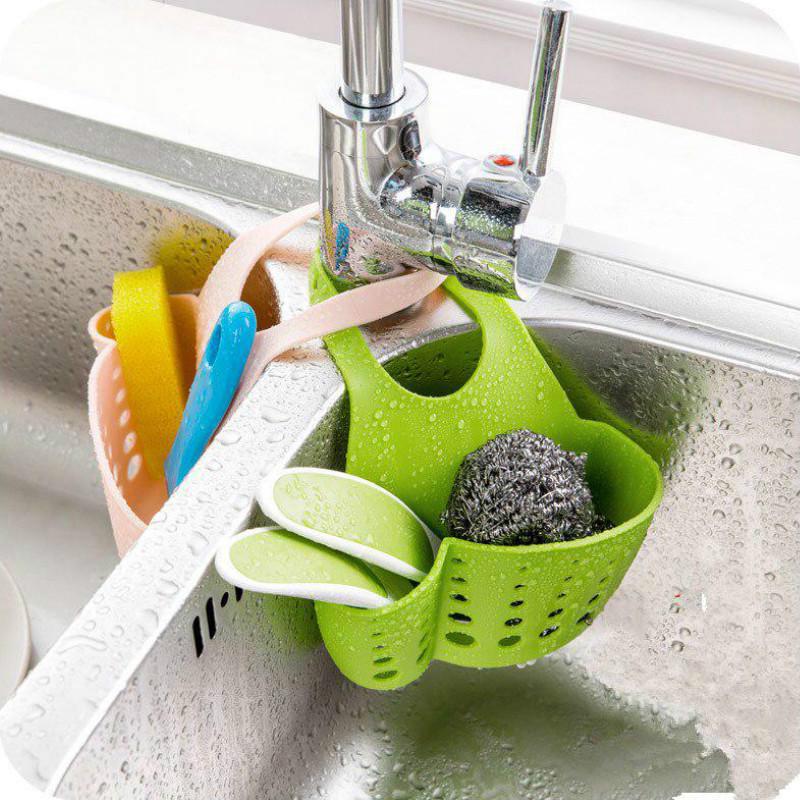 Corner Sink Basket – Dishcloth, Sponge & Soap Holder for Kitchen/Bathroom