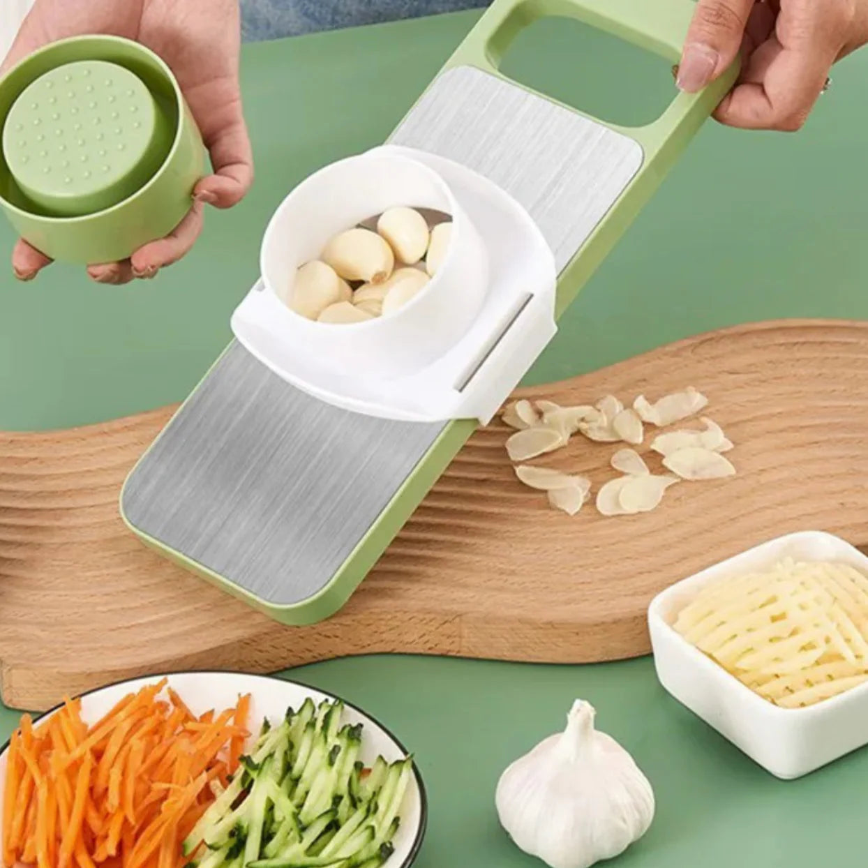 5-in-1 Manual Vegetable Cutter & Slicer – Stainless Steel Blades