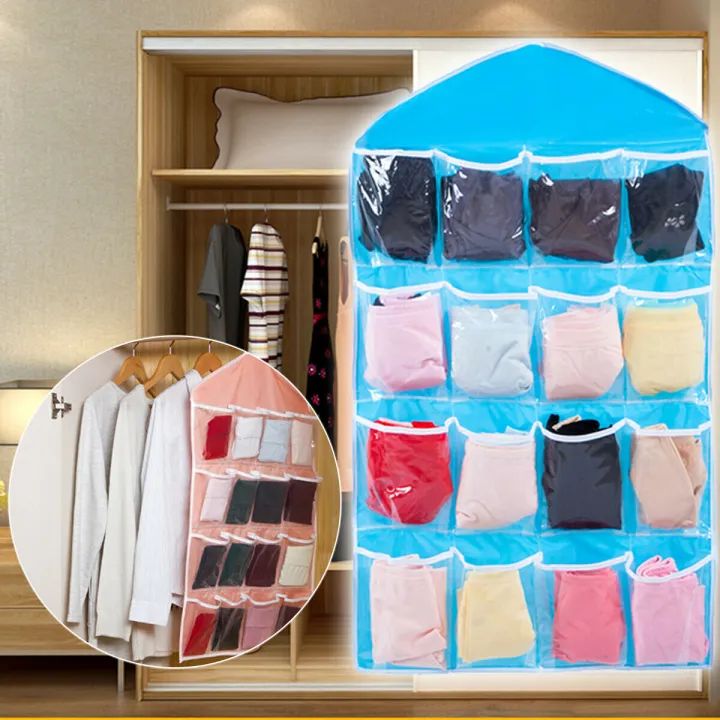 Multi-Pocket Wardrobe Organizer – Clear Hanging Bag with 16 Grids