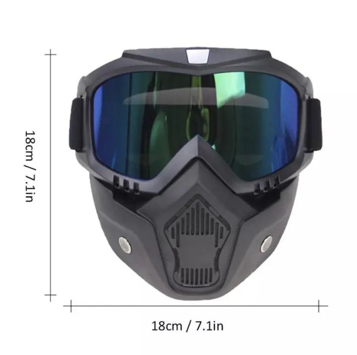 2 In 1 Bike Detachable Helmet Goggles Mask Blue Mercury