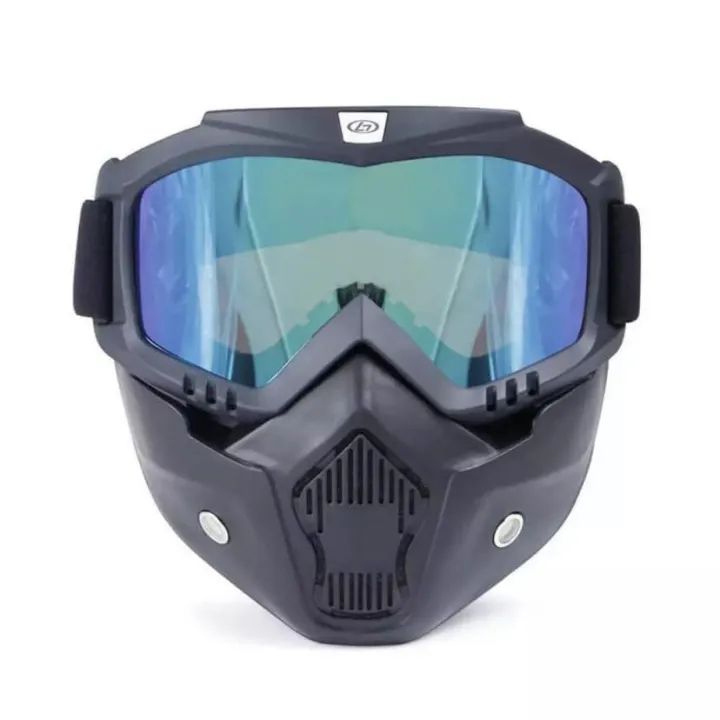 2 In 1 Bike Detachable Helmet Goggles Mask Blue Mercury