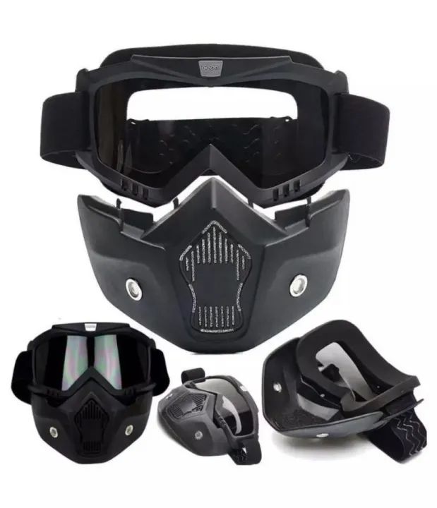 2 In 1 Bike Detachable Helmet Goggles Mask Blue Mercury