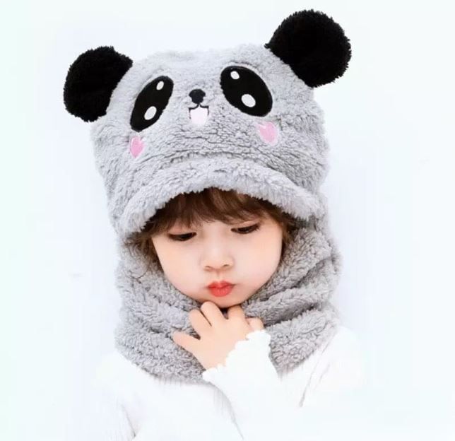 2 Pcs Kids Bear Winter Cap – Baby Fleece Warm Hat Set