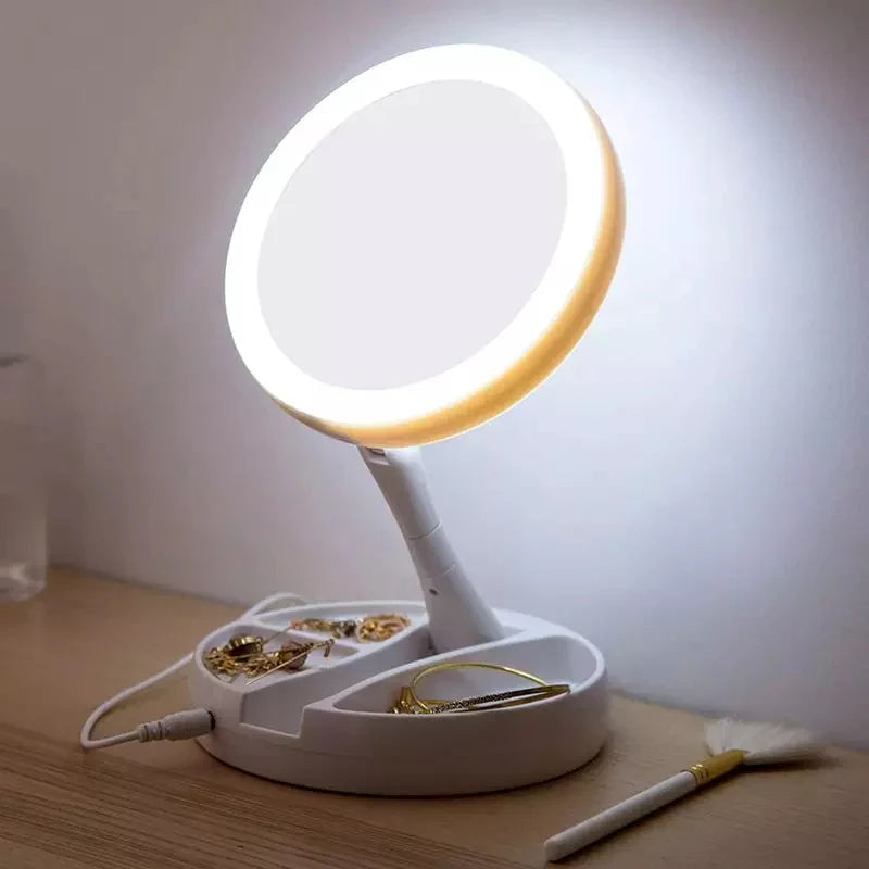 10X LED Makeup Mirror - Portable Lighted Magnifying Mirror