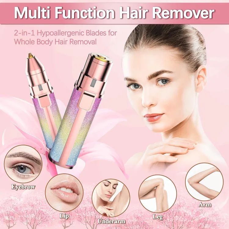 2-in-1 Electric Eyebrow Trimmer & Facial Hair Remover – Rechargeable Painless Shaver for Women
