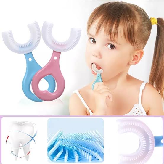 360° U-Shaped Baby Toothbrush | Soft Silicone Kids Toothbrush | Gentle Oral Care for Toddlers & Children (Random Color)