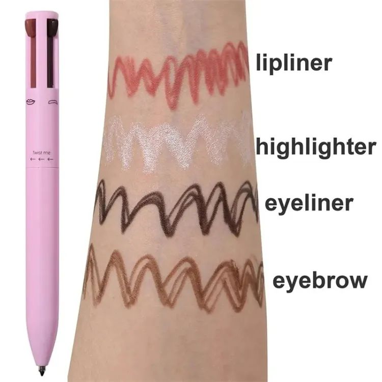 "4-in-1 Rotating Makeup Pencil – Eyeliner, Lip Liner, Brow & Highlighter in One