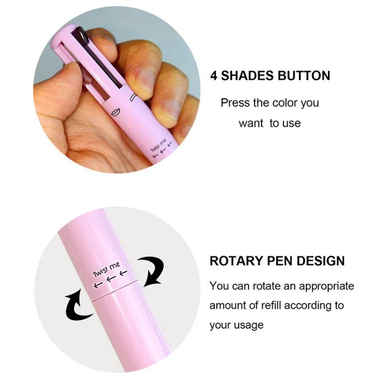 "4-in-1 Rotating Makeup Pencil – Eyeliner, Lip Liner, Brow & Highlighter in One