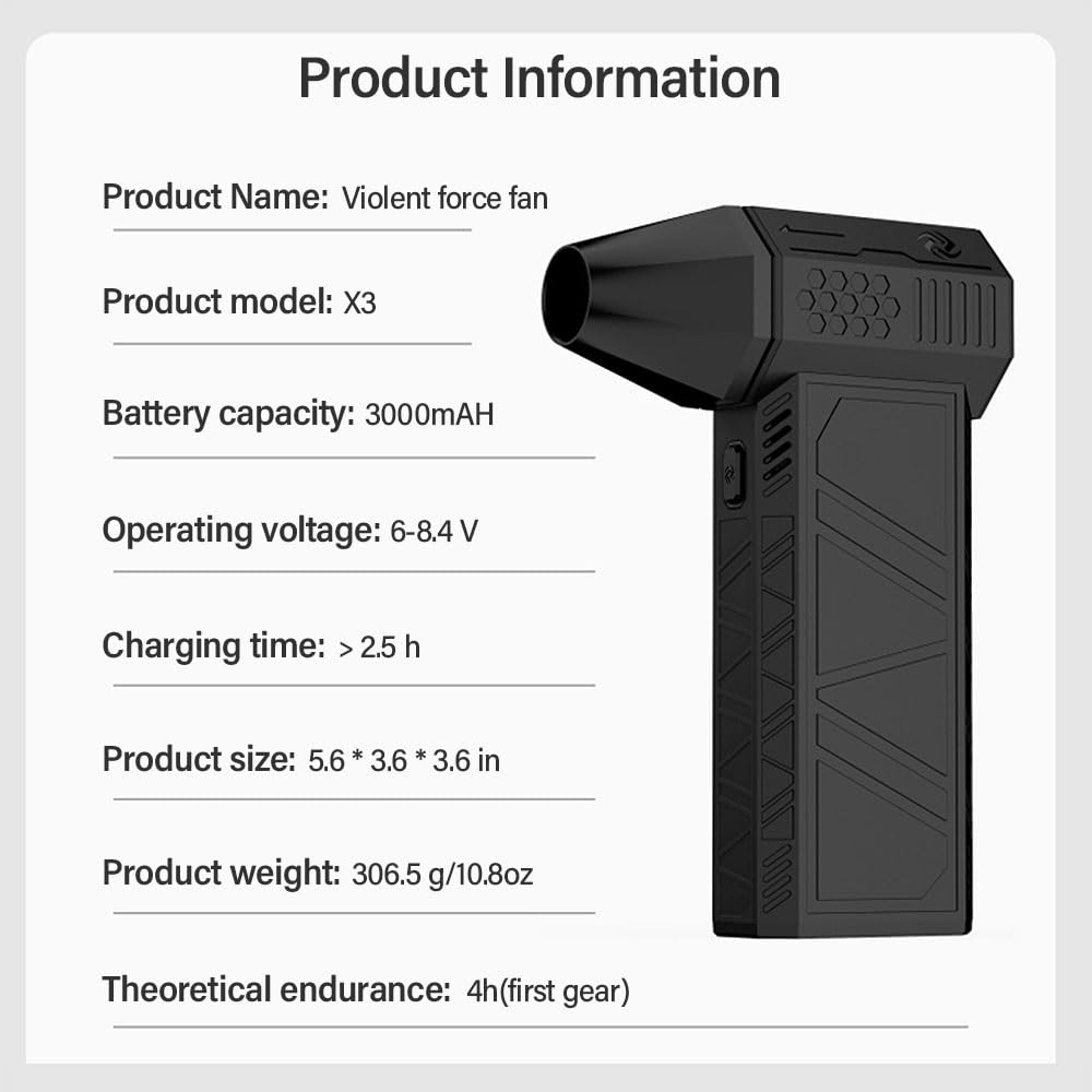 130000 RPM Mini Jet Fan with Flashlight – USB Rechargeable Air Blower