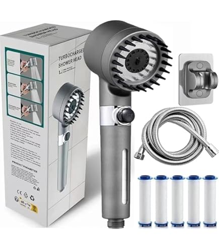 **3-Mode High Pressure Shower Head with Massage Brush – Rain & Spray Settings**