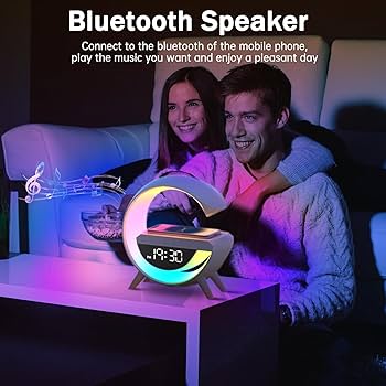 G Lamp Smart Bluetooth Speaker with Wireless Fast Charging – RGB LED Desk Light & Mobile Charging Station (Body Damage PCs, Charging Working Fine)