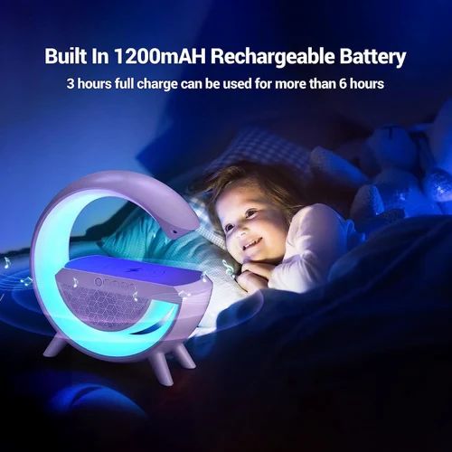 G Lamp Smart Bluetooth Speaker with Wireless Fast Charging – RGB LED Desk Light & Mobile Charging Station (Body Damage PCs, Charging Working Fine)