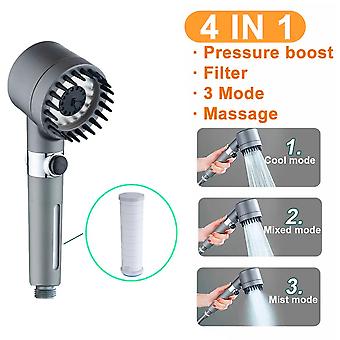 **3-Mode High Pressure Shower Head with Massage Brush – Rain & Spray Settings**