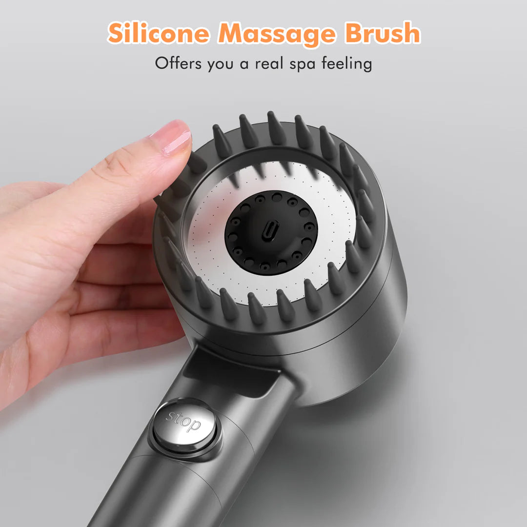 High-Pressure Filter Shower Head – 3 Modes & Massage Brush Set