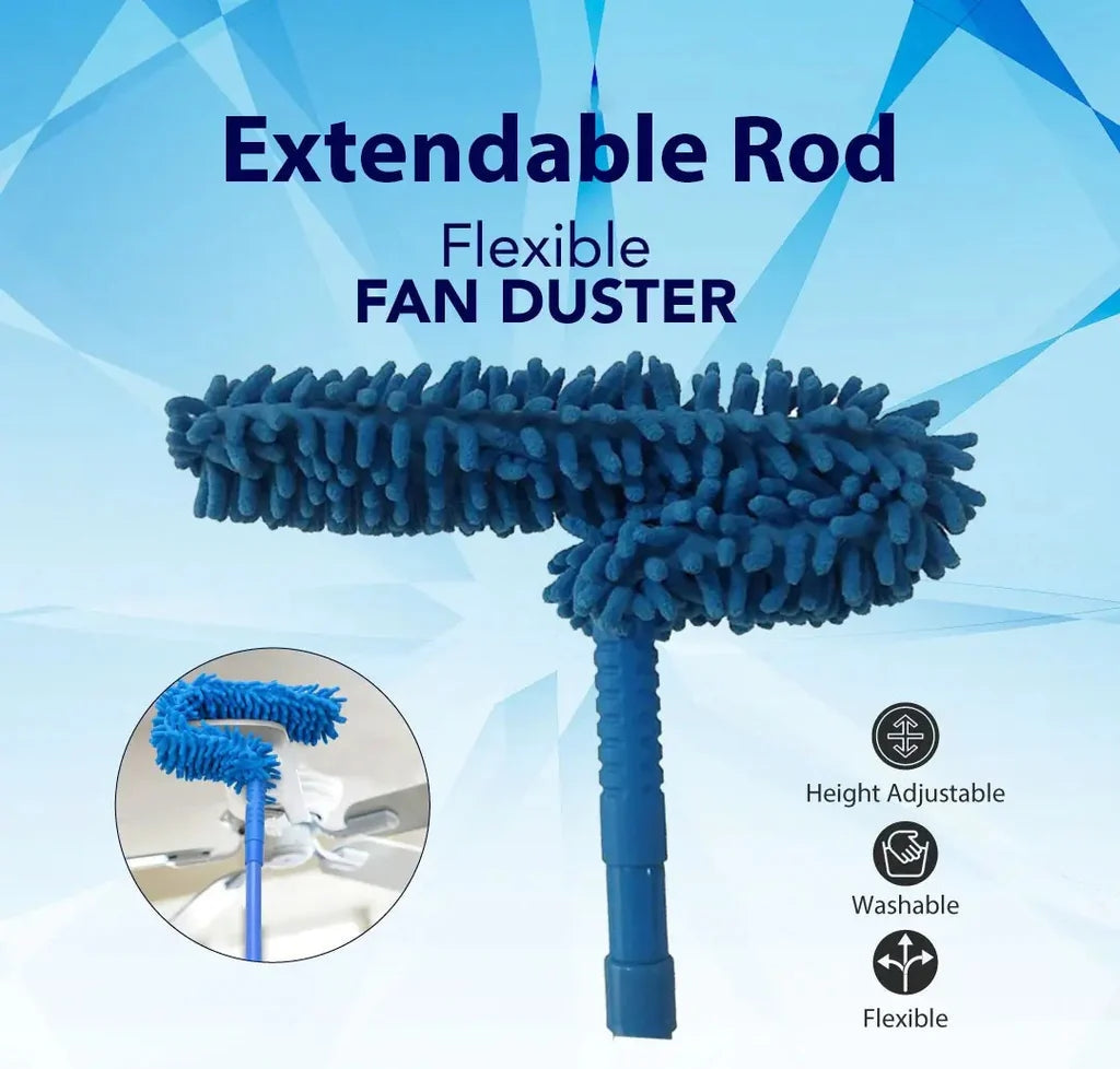 Flexible Microfiber Fan Duster with Long Handle – Ceiling & Home Cleaning Brush