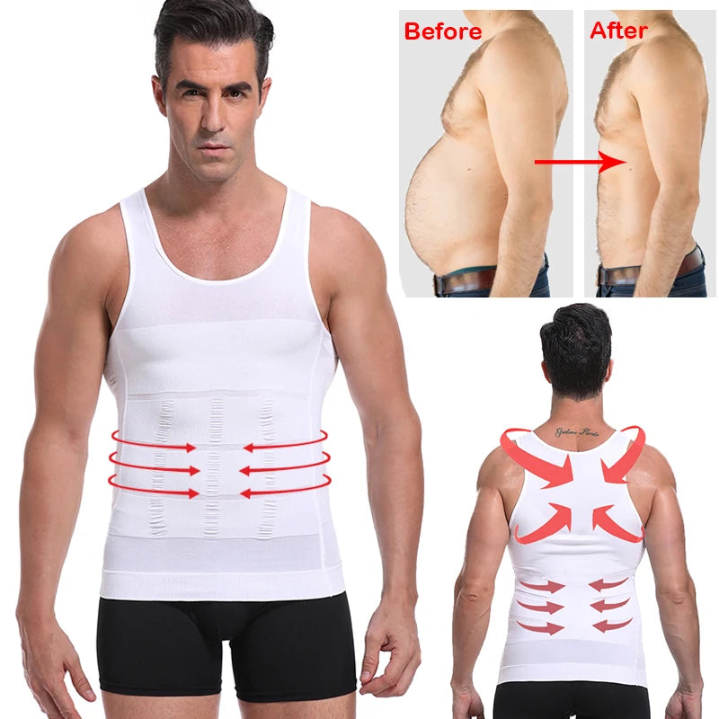 Slim N Lift Slimming Vest for Men - Body Shaper Compression Shirt, Tummy Control & Posture Support