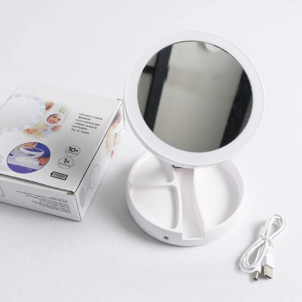 10X LED Makeup Mirror - Portable Lighted Magnifying Mirror