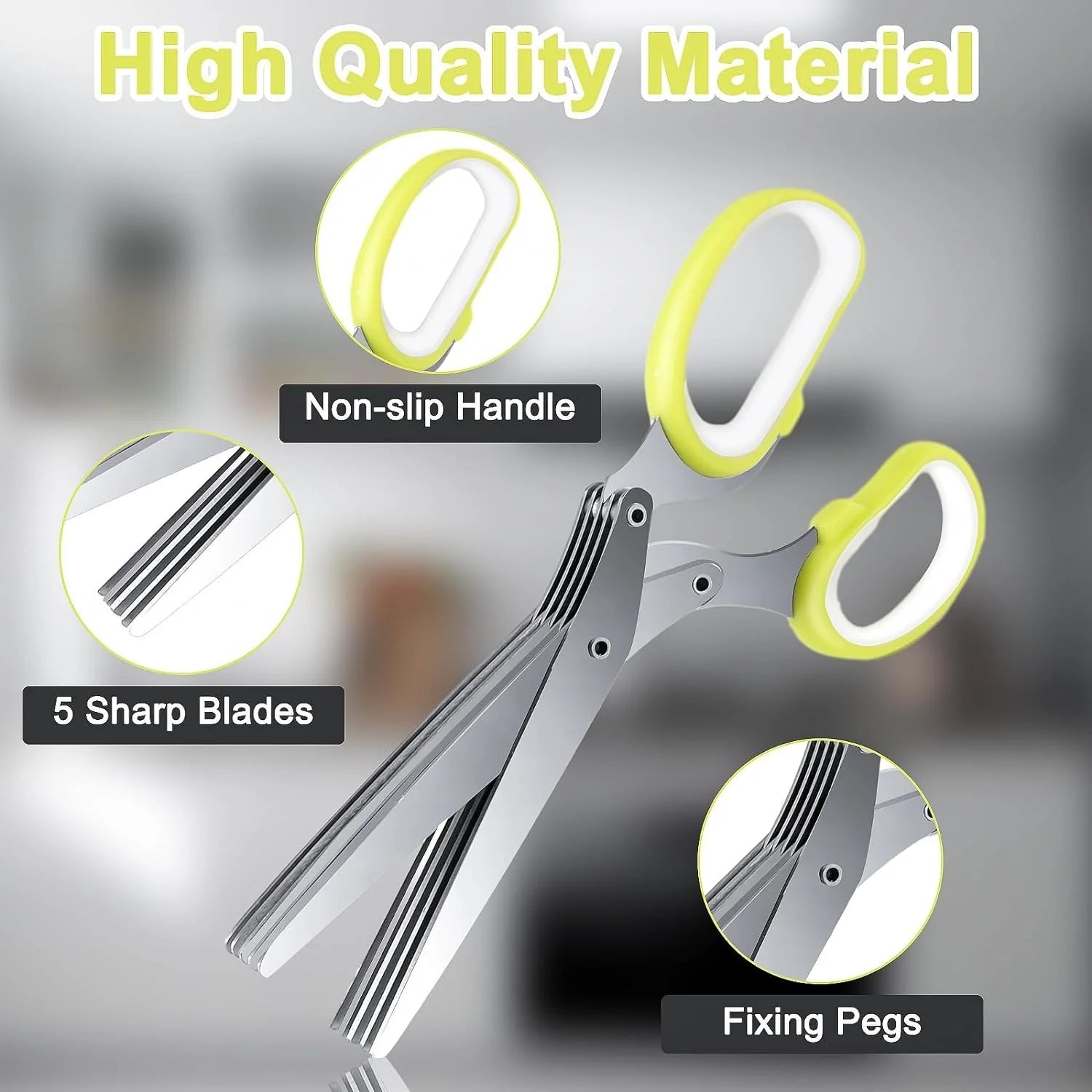 ✅ 5-Layer Herb Scissors – Stainless Steel Vegetable Cutter for Fast Chopping