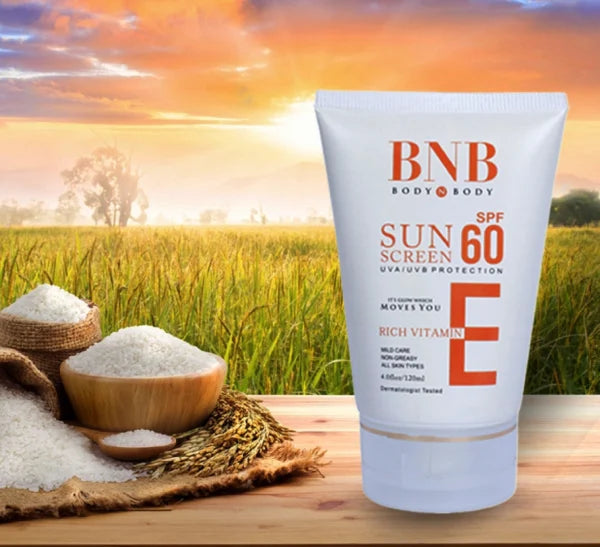 BnB Sunscreen SPF-60 with Vitamin E – 120ml | Ultimate Sun Protection & Hydration