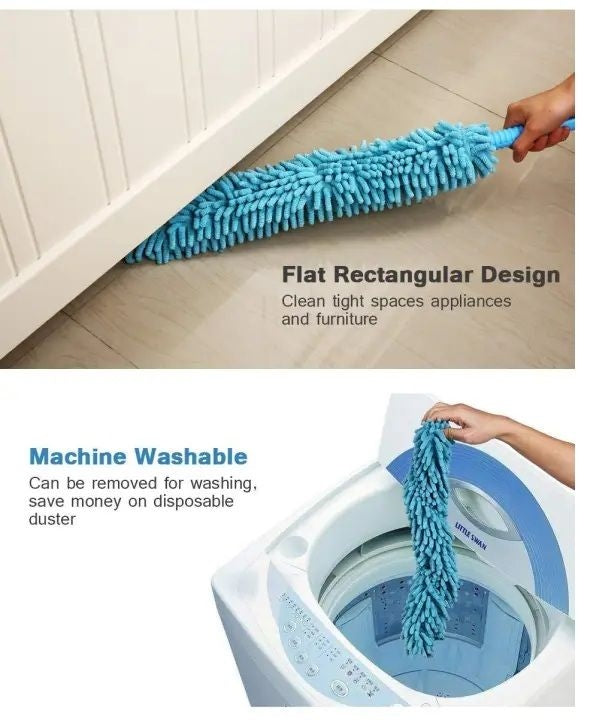 Flexible Microfiber Fan Duster with Long Handle – Ceiling & Home Cleaning Brush