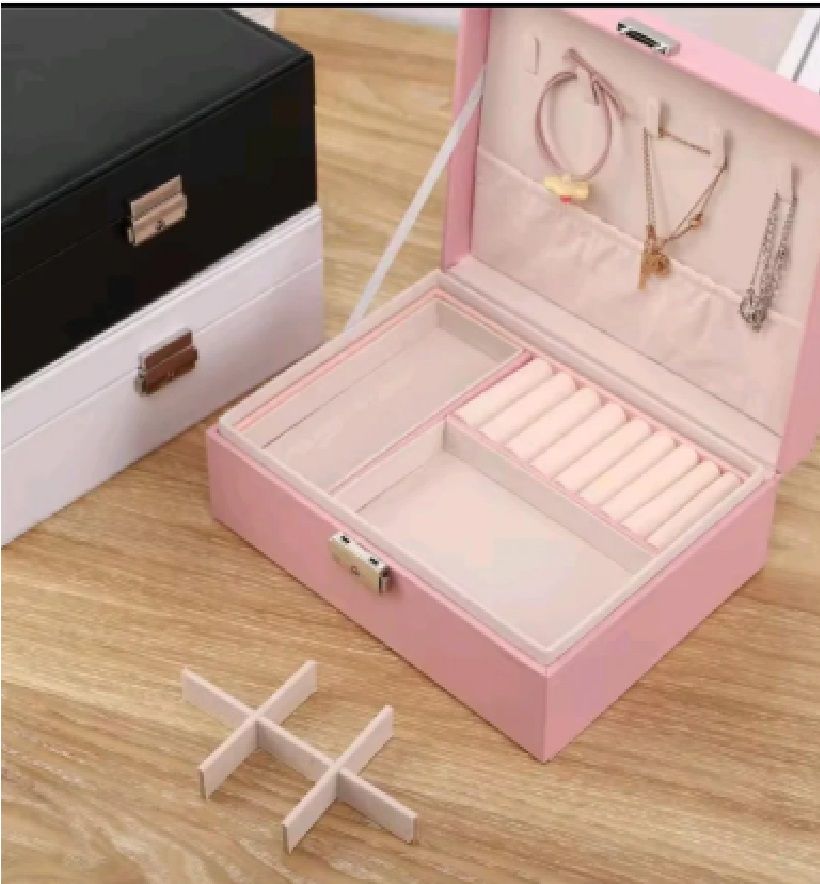 Large Jewelry Storage Box – Double Layer Organizer with Lock