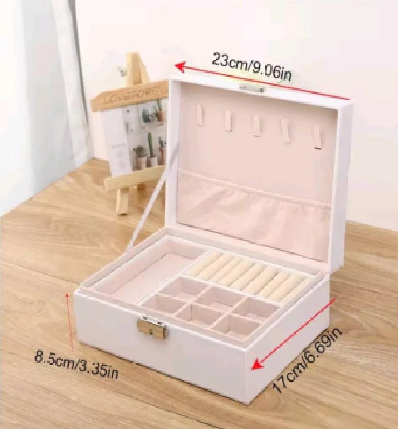 Large Jewelry Storage Box – Double Layer Organizer with Lock