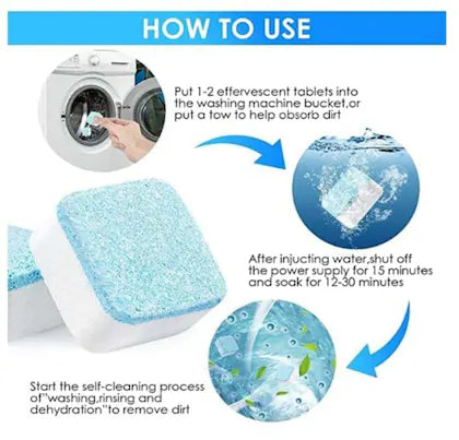 12pcs Washing Machine Cleaner Tablets – Deep Clean & Citrus Fresh