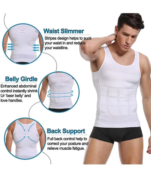 Slim N Lift Slimming Vest for Men - Body Shaper Compression Shirt, Tummy Control & Posture Support