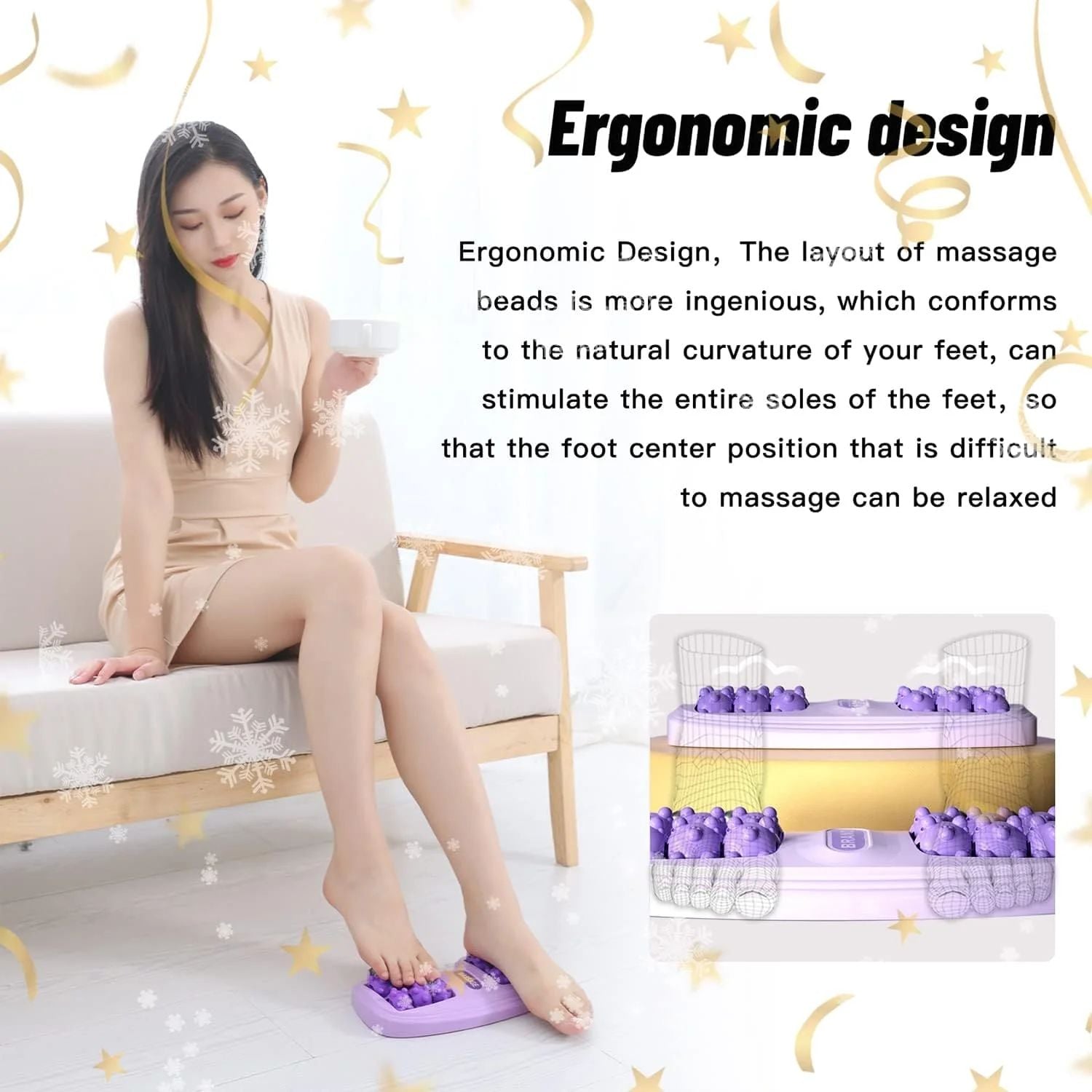 Foot Massager Roller Reflexology Bead Roller for Heel Pain Foot Arch Relief Leg Massage Tool