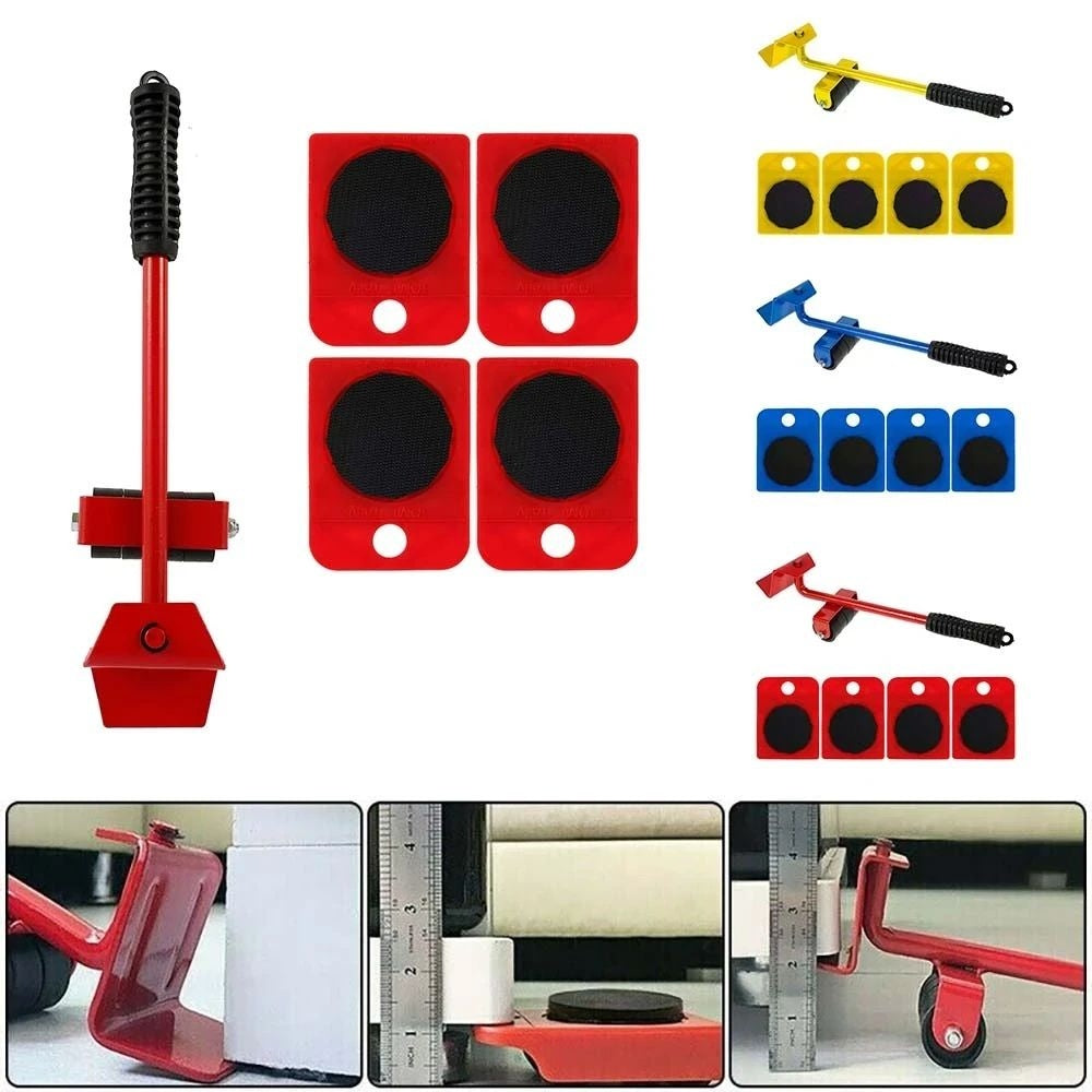 Furniture Lifter & Mover Tool Set – Heavy Appliance Roller with 4 Sliders & 1 Lift Bar